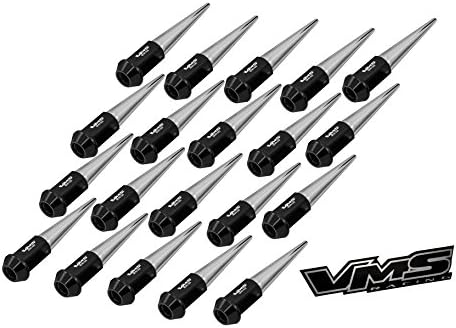 VMS Racing 12x1,5 20PCS Ядки-уши от 112 мм студена изковки от стомана с хромирани дълги шипове от алуминий, съвместими с Chevy