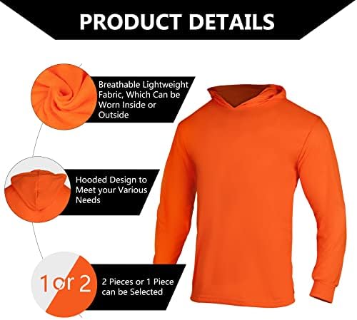 Защитни ризи FONIRRA High Visibility с дълъг ръкав за мъже с качулка, Строителни Работници ризи (Оранжево, 2XL)