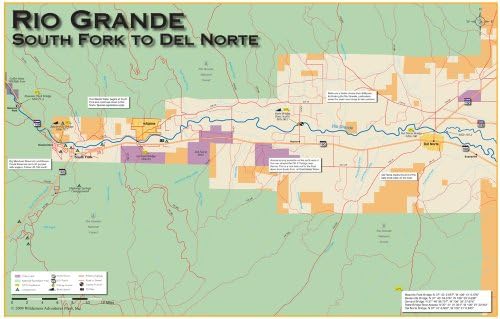 Рио Гранде (South Fork -Дел-Норте, Колорадо) Карта за улов на риболов, летят 11x17
