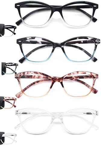 Дамски очила за четене MODFANS 1,75 4 двойки от стилни женски ридеров с удобен дизайн на пролетта панти Калъф в комплекта