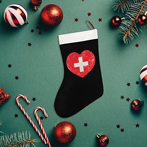 Switerland Сърцето Ретро Флаг Коледни Чорапи Къси Плюшени Коледни Чорапи Подвесное Украса за Коледната Елха Украса на Камината
