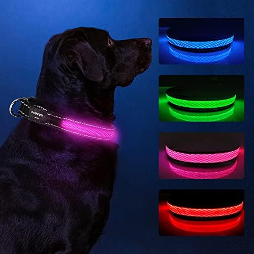 Нашийник за сигурност за кучета ASOYA ПЕТ LED с USB батерията, супер Ярки, мигащи нашийник за кучета, водоустойчив,