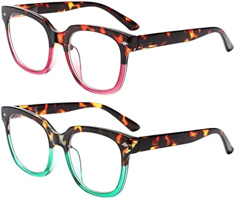 NORPERWIS 2 комплекта очила за четене, нападение от синя светлина, за жени, модни очила за четене с пружинным