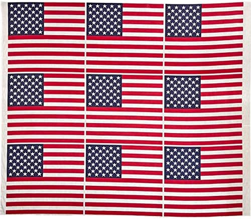 AMORNPHAN 45x40 Инча Американски Флаг на САЩ Патриотическая Памучен Плат с Принтом Звезди и Ленти за Антични Шиене, Бродерия,