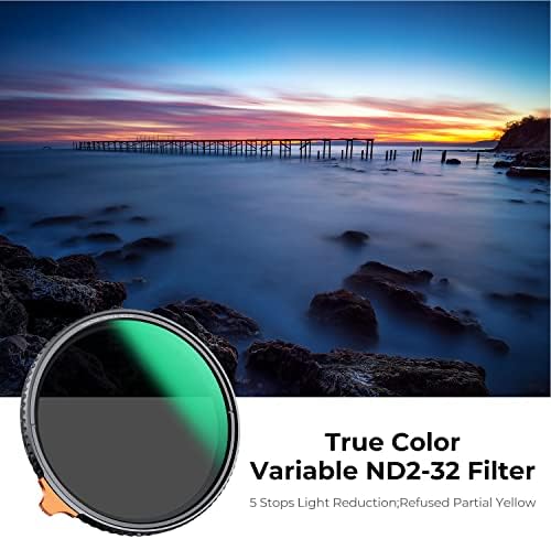 K & F Concept 52 мм Променлива истински цветове ND2-32 (1-5 спирки) Филтър ND-обектив, Регулируем филтър с неутрална