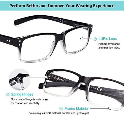 LUR 6 опаковки класически очила за четене + 3 опаковки на метални очила за четене (само за 9 двойки ридеров + 2,25)