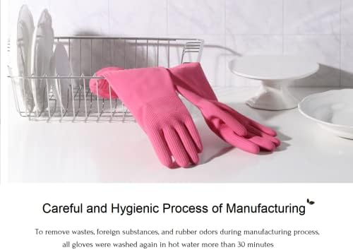 Myungjin (2 двойки) за Многократна употреба Водоустойчиви Кухненски Ръкавици за миене на съдове, Нескользящие,