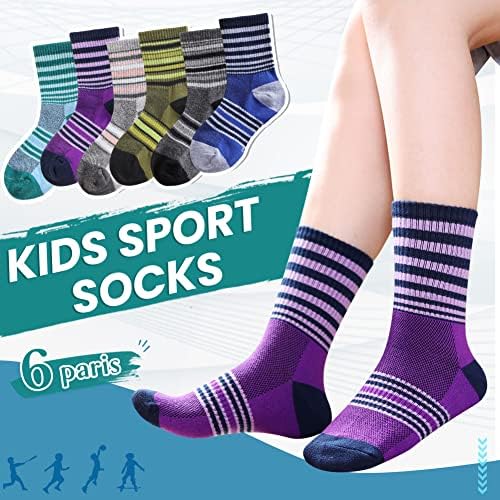 Детски Чорапи За момчета, Меки Дишащи Спортни Памучни Чорапи за Джогинг, 6 Двойки