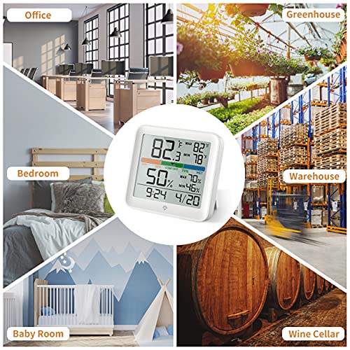 Термометър-влагомер NOKLEAD за помещения: Сензор за стайна температура, монитор влажност на въздуха за дома, Осветление,