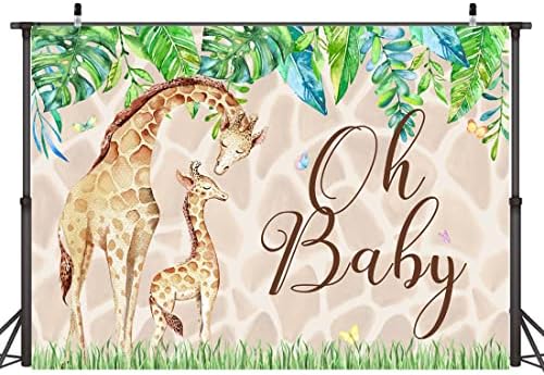 Фон за душ с жирафа Лофарис, О, Детски Зелени Листа, Сафари в Джунглата, Раждането на Момиче, Момче, Раждането на Мама и бебе,