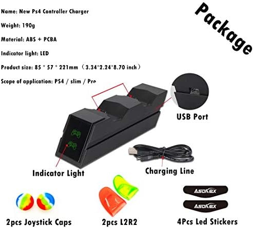 Зарядно устройство за контролер PS4 с led индикатор Dual USB, Станция за бързо зареждане за Playstation 4/PS4/Pro/Slim