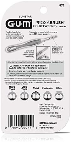 Четки за межзубных периоди GUM Proxabrush | Плътни | За премахване на зъбната плака | Брой 10 броя | Опаковка