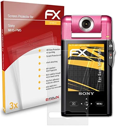 Защитно фолио atFoliX, съвместима със защитно фолио за Sony MHS-PM5, Антибликовая и амортизирующая защитно фолио FX (3X)
