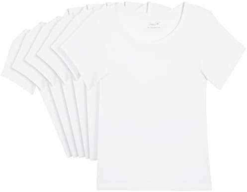 Тениска за момичета Rene Rofe – Памучен Удобна риза с кръгло деколте No Show (6 опаковки, 2T-14)