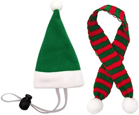 Пиле Коледа дрехи, определени мини животно комплект шал, шапка на Дядо Коледа шапка регулируема каишка за брадичката сладки