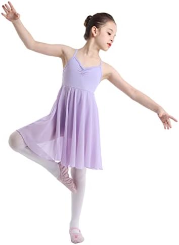 Agoky/Балетное Рокля за Латино Танци с Кръстосани Облегалка За Момичета, Гимнастически Рокля-Трика, Танцов Костюм на Балерина