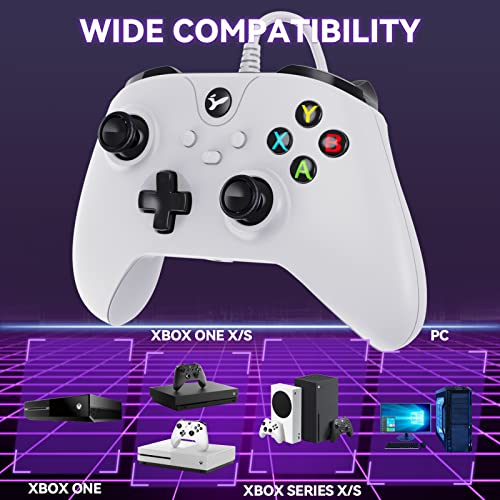 Жичен контролер YCCTEAM за Xbox One, Кабелна гейм контролер с функция Turbo и аудиоразъемом, Подобрен геймпад за PC с двойно
