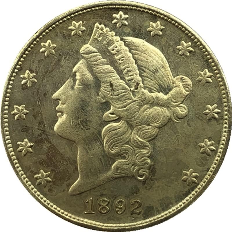 Версия 1892S Американската 20 Златни Монети Латунная Антични Ръчна Чуждестранна Възпоменателна Монета 34 мм