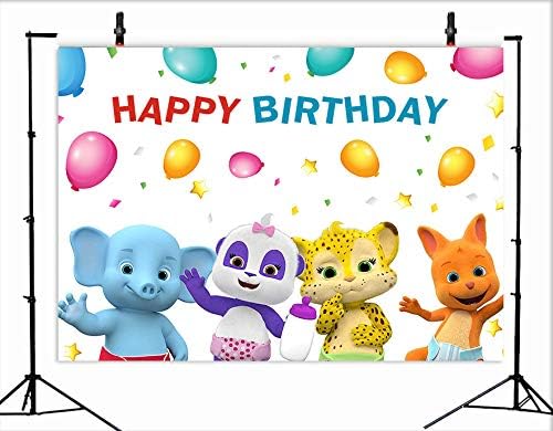 Cartoony Балон с Конфети, Животни, Фон за Снимки на Малки Деца, Украса за Парти в чест на Първия Рожден Ден на