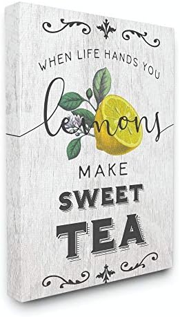 Stupell Industries Life Hands Lemons Make Sweet Tea Южна типография Платно, Стенно изкуство, 24 x 30, Дизайн художничка