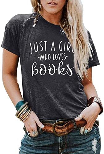 Просто Момиче, Което Обича Книги, Риза, Женска Тениска За Фенове Четене, Върхове с Писмото Принтом, Етажерка Ботаник,