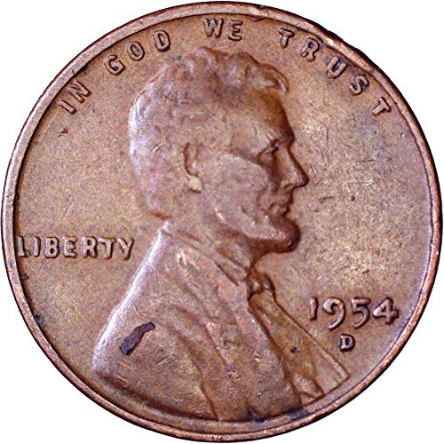 1954 D Линкълн пшеничен цент 1C много добър