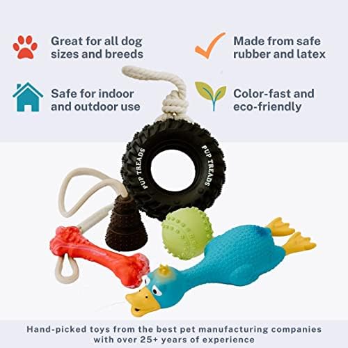 e-Snap, Играчки за кучета, Комплект от 5 теми, набор от играчки за кучета, висококачествени играчки за дъвчене, всички