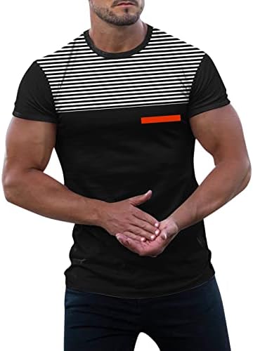 HDDK Мъжки тениски с V-образно деколте и къс ръкав, Летни лоскутные Работни ризи На райета, Капаци За спортни