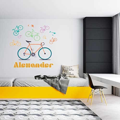 Цветен Дизайн на велосипеди за Персонални етикети с името на момчето за стените на детската, на лаптоп - от