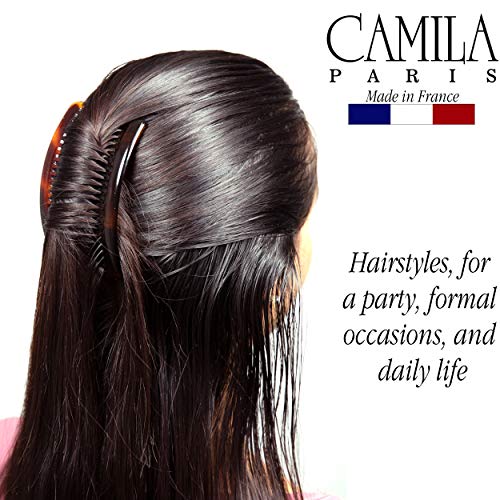 Camila Paris AD66/2 Френски Странични Пити, Големи Извити гребени за коса във формата на Костенурка черупки, Декоративни