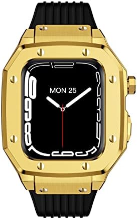 BHOLSA за Apple Watch Band Series 45 мм, дамски часовник от сплав, калъф, каишка, 44 мм 42 мм Модификация метална рамка, Комплект