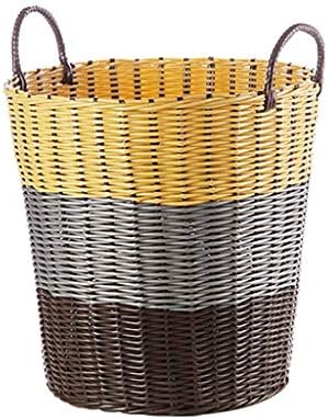 WSZJJ Голяма Памучен Веревочная кошница за съхранение с дръжки - Шевронная Сиво Изплетен кош за съхранение на играчки за