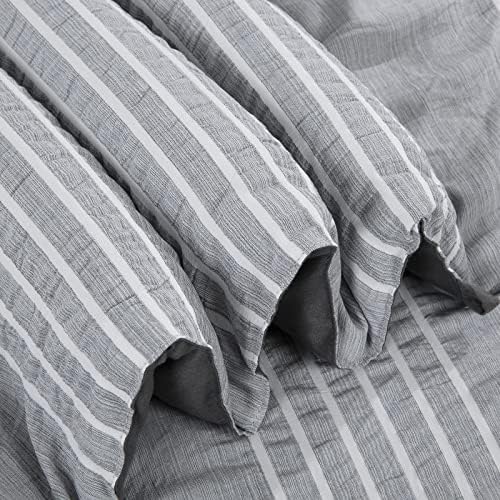 ДОМАШЕН Комплект одеяла голям размер King крепон на ивици 120x120, Текстурированное Стеганое Одеяло на Ивици за двойно