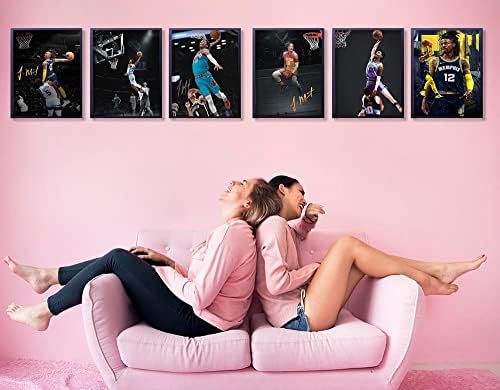 Плакат Ja Morant Dunk, Вдъхновяващи баскетболни комплекти от 6 стаи, Естетична Художествена картина Youngboy,