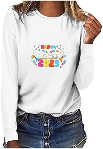 С Нов 2023 Година, Ризи с дълъг ръкав за жени, Момичета, Ежедневни Модна Тениска с кръгло деколте, Новост, Тениски, Блуза