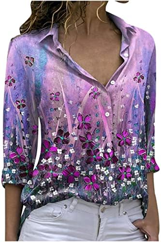 Блуза Копчета с Дълъг Ръкав за Момичета 2023, С Черепашьим Деколте, Цветен Графичен Блуза за Късна Закуска, Тениска