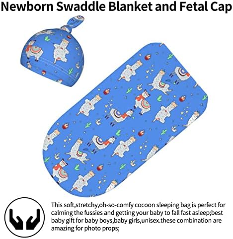 Забавно Одеяло За Свободни Новородени от Алпака, Комплект шапки за еднократна употреба-Бини, Мек Еластичен Детски