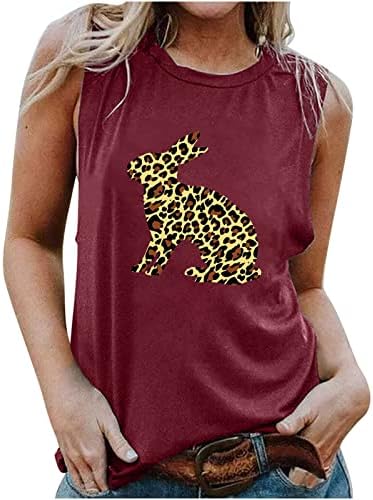 Женска тениска с Хубав Модел на Заек, на Майк с кръгло деколте и Леопардовым Принтом, Ежедневни Летни Ризи Без Ръкави, Топ