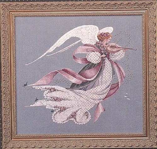 Ангел на пролетта - Лавандула и Завързана Викториански Дизайн, Схема за Бродерия на кръстат бод L& L23