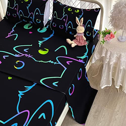 BailiPromise Комплект Спално бельо с хубав Анимационни Котка, Размер Twin, Бебешки Кърпи с животни в стил Kawai