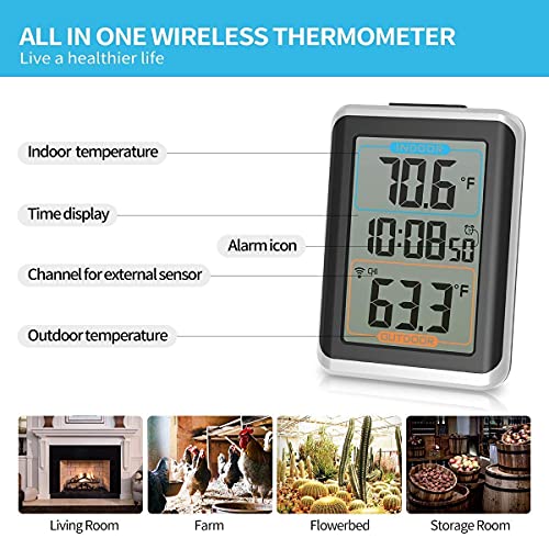 Geevon 208666 Дигитален Влагомер, Термометър за стая, Сензор за влажност на въздуха в помещения, с батерия, 208604