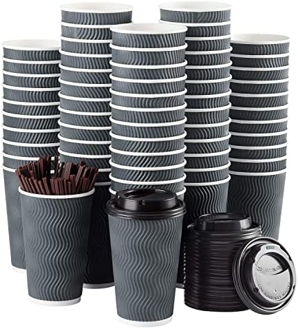 За еднократна употреба чаши за кафе с капаци и соломинками - 16 грама (90 комплекта) на Това, Книжен кафеена чаша за горещо