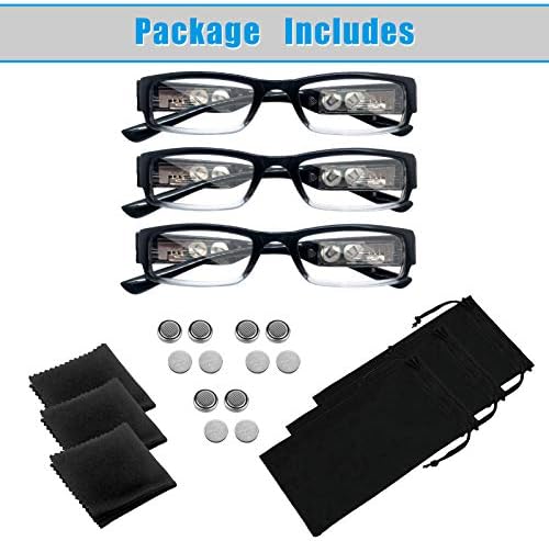 DuanMei, 3 опаковки Очила за четене с подсветка и Лупа, Очила за четене с подсветка в Ръбове, Ярки led Очила за четене,