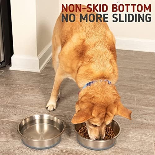 Мат Leashboss XL и 2 Купи за кучета - Силиконов тампон за кучешка храна (сив 25 x 17) и купички за кучета от неръждаема