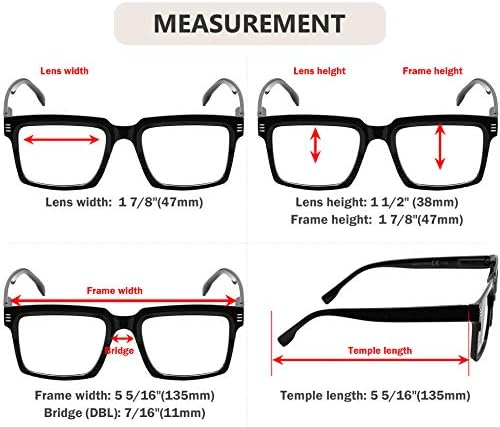 CessBlu Женски 4 Опаковки Големи Квадратни Очила за четене за Жени Модни Ридеры