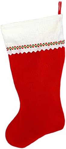 Коледни Чорапи с бродирани мен монограм, Червено-Бяло фетр, Инициал E