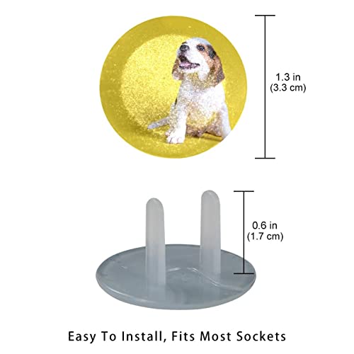 Сладко кученце на жълт фон, Капачки за контакти, 12 бр. - Защитни капачки за контакти, за деца – Здрави и устойчиви –