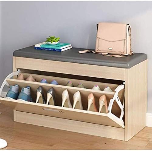 Пейка за съхранение на обувки QUUL с Кожена Седалка за мебели за Коридор и Дневна (Цвят: D)