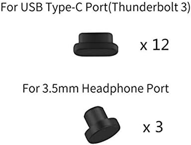 Wakaka 12 Броя Штекеров за Thunderbolt портове 3 USB-C и 3 Парчета штекеров за портове 3.5 мм слушалки Силиконов