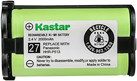 Батерия Kastar HHR-P513, 1 комплект, вид на 27, замяна за HHR-P513 HHR-P513A HHR-P513A1B HRR-P513A1B KX-TG2216 KX-TG2216FV KX-TG2216RV
